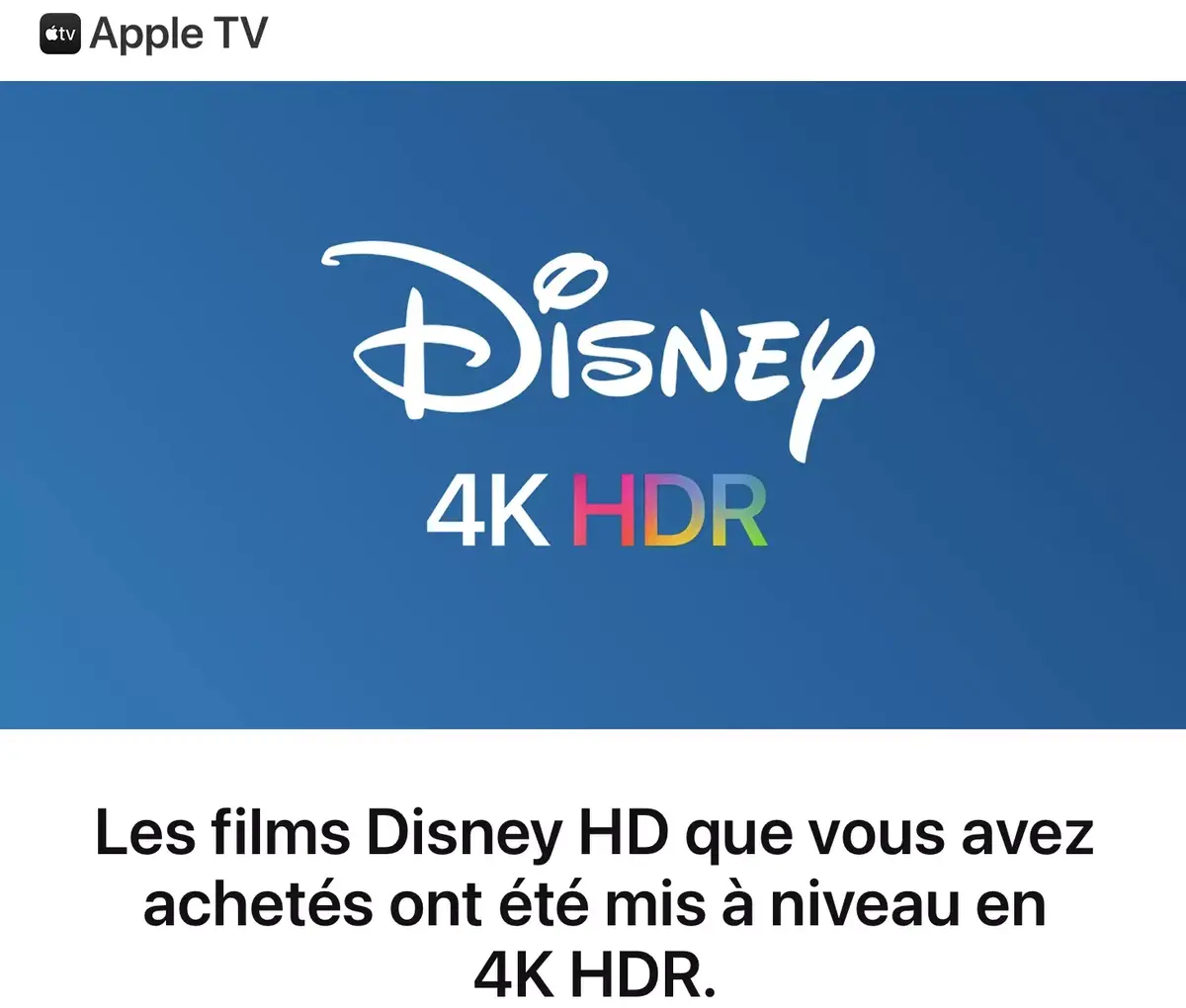 Tous les films HD éligibles de Disney ont basculé en 4K HDR