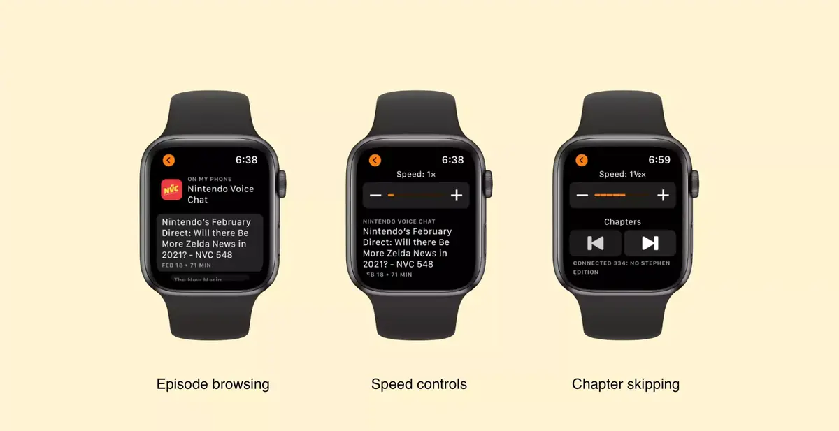 Le lecteur de podcast Overcast améliore son application pour Apple Watch