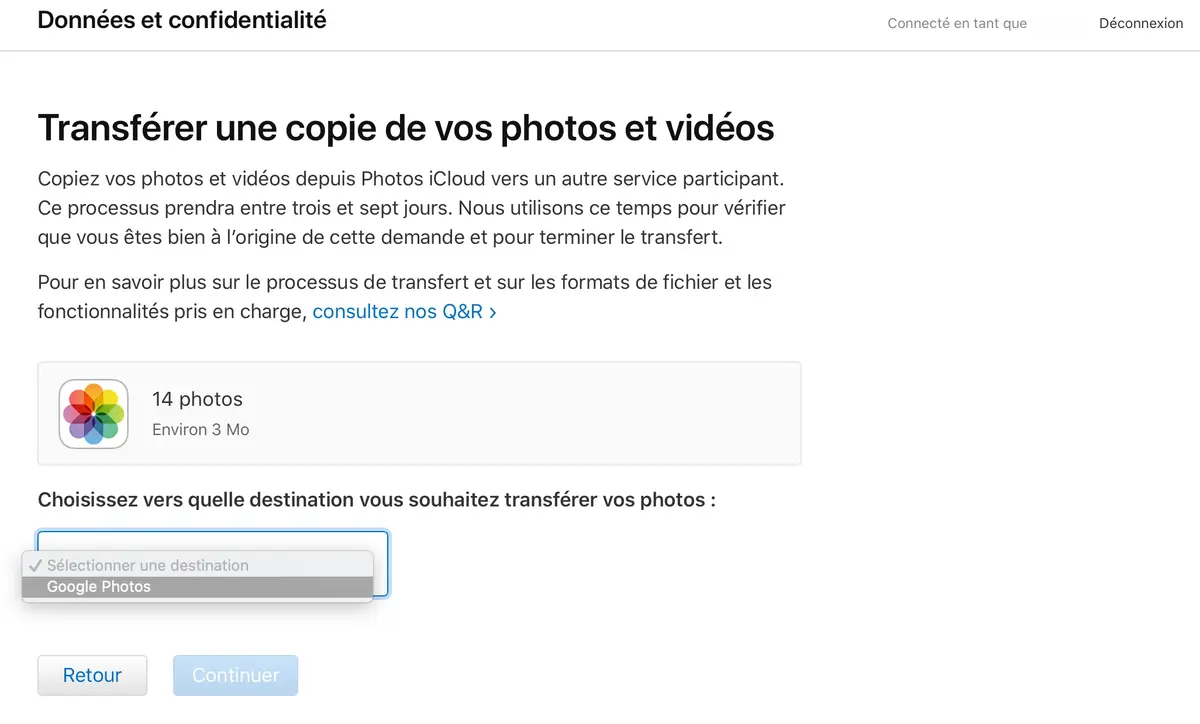 Service : Apple propose de transférer ses Photos iCloud vers Google Photos