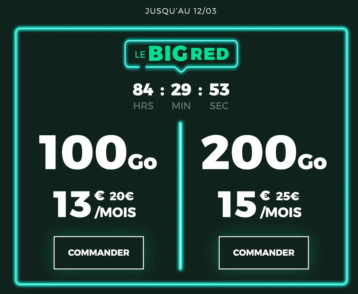 SFR : le Big Red est de retour à 13€/15€ (100/200 Go)