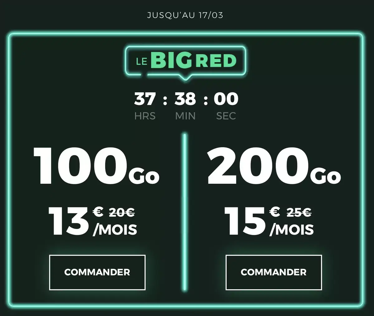 Plus que quelques heures pour le forfait BigRED 200 Go à 15€