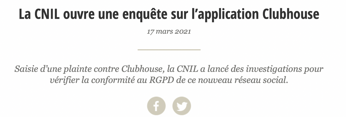 RGPD : la Cnil ouvre une enquête sur l'app Clubhouse