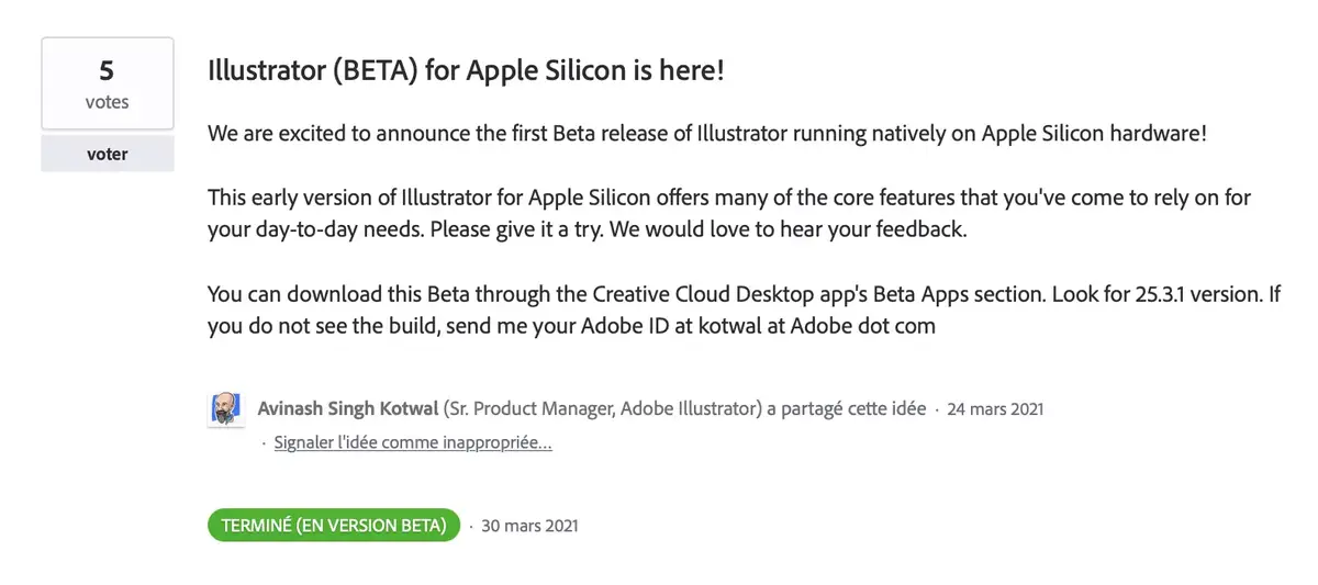 Adobe : une bêta d'Illustrator enfin compatible avec les Mac M1 (mais encore limitée)