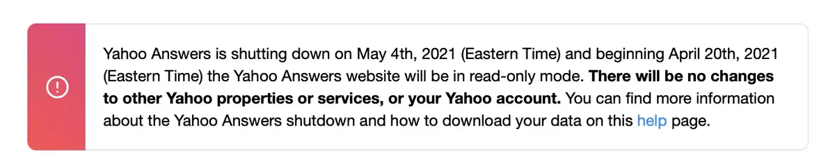 Yahoo Questions/Réponses s'arrêtera le 4 mai prochain