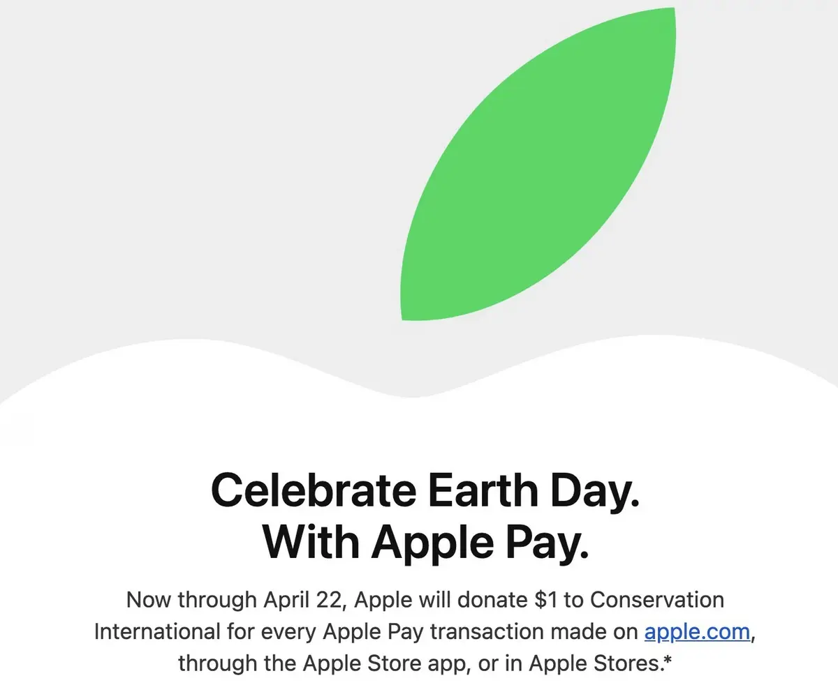 Journée de la terre : Apple versera 1$ par achat Apple Pay