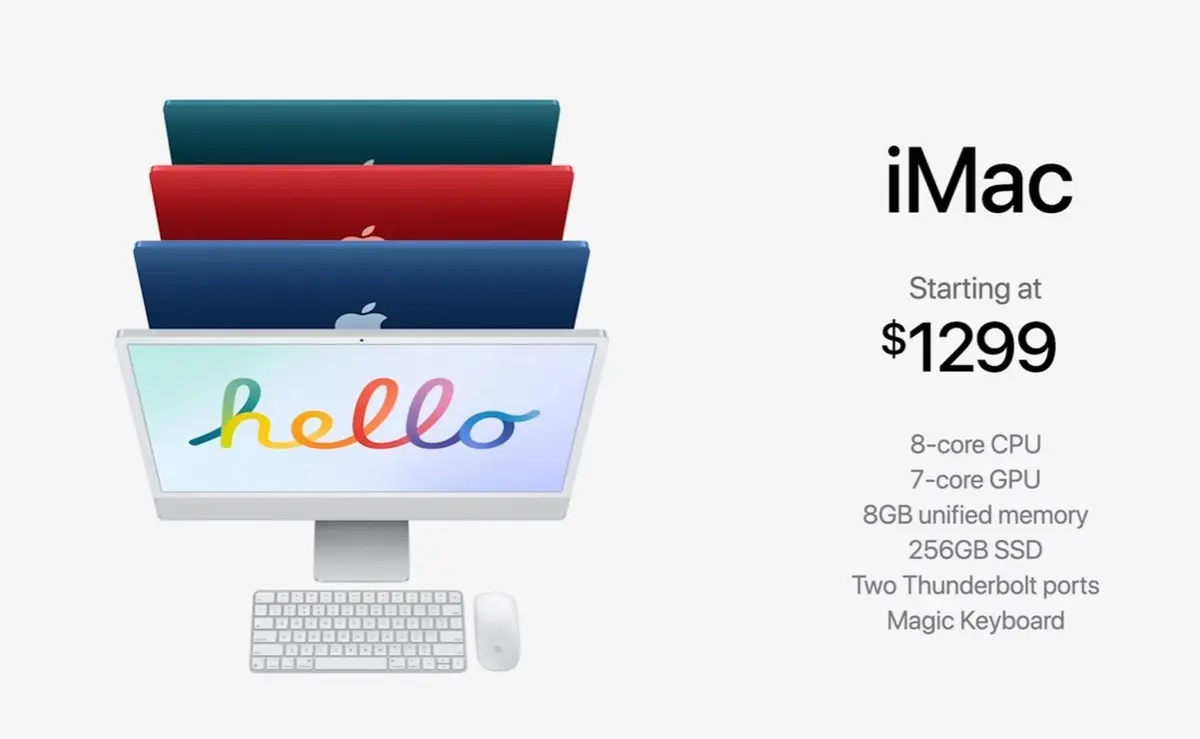 Apple présente de nouveaux iMac M1 : design revu, 4,5K, 7 couleurs, Touch ID, dès 1449€