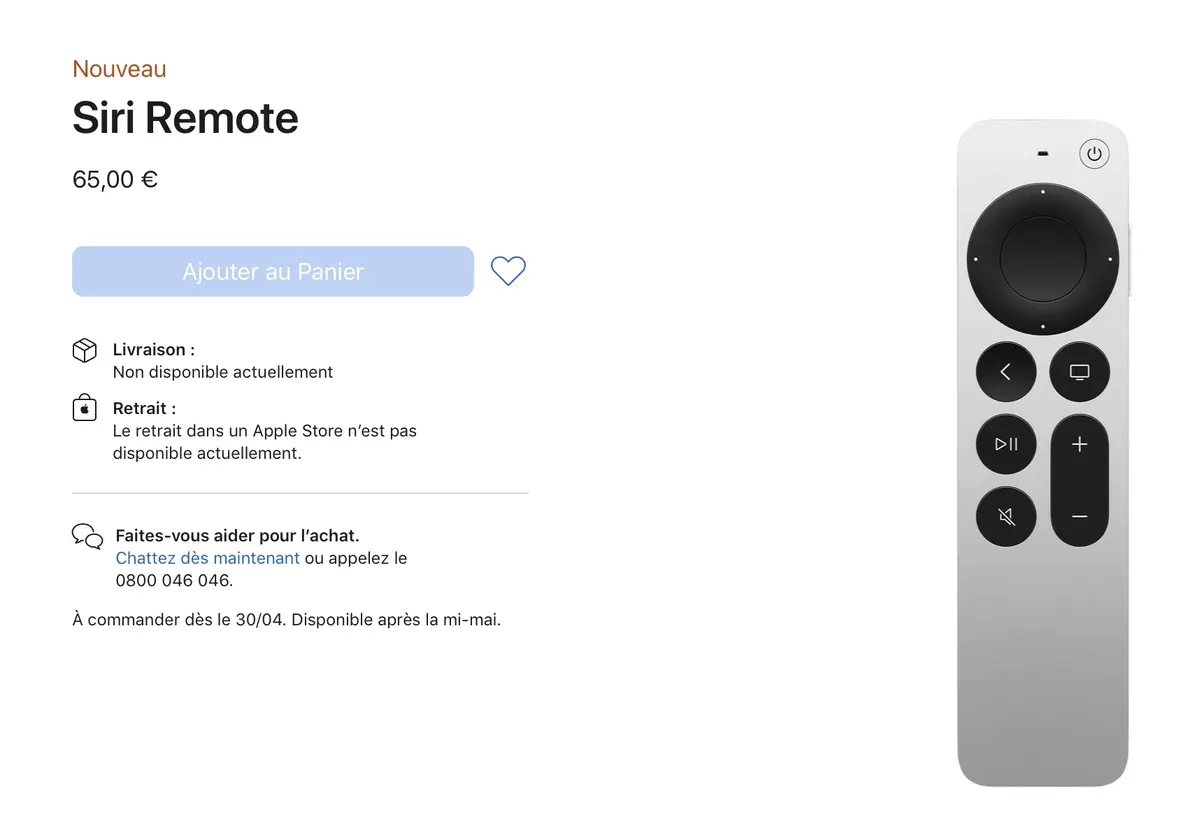 La nouvelle télécommande AppleTV Siri Remote vendue séparément (et rétro-compatible)