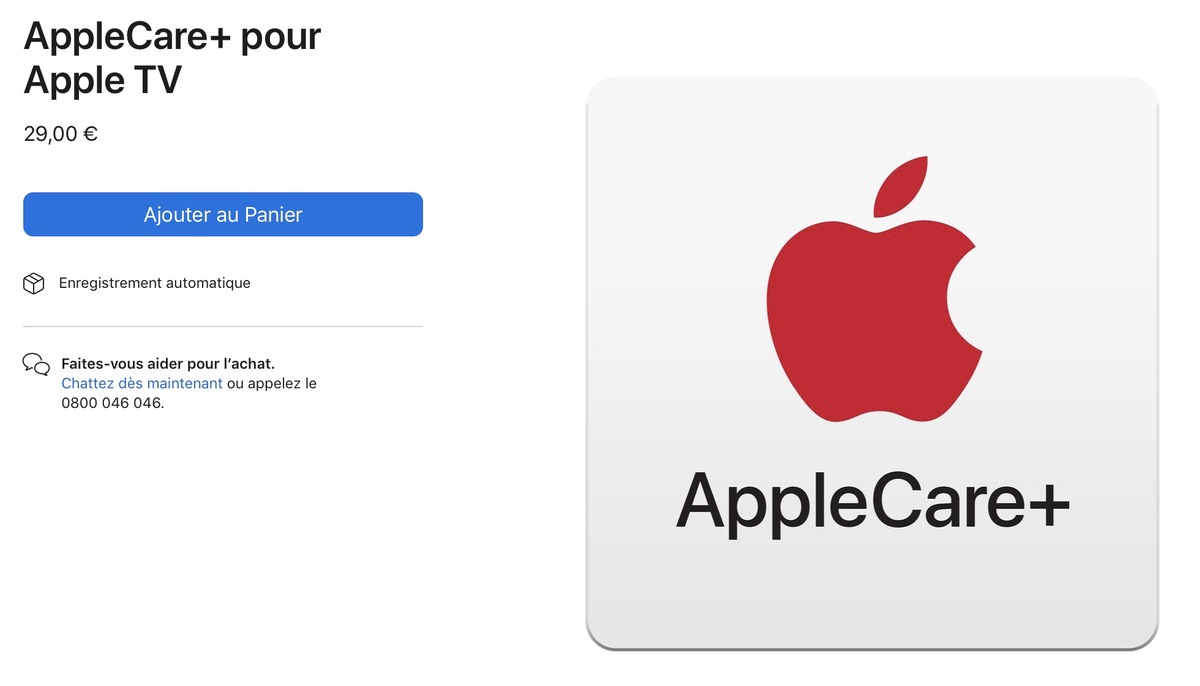 AppleCare+ pour l'Apple TV 4K (29€), iMac M1 (219€), iPad Pro M1 (139/159€)