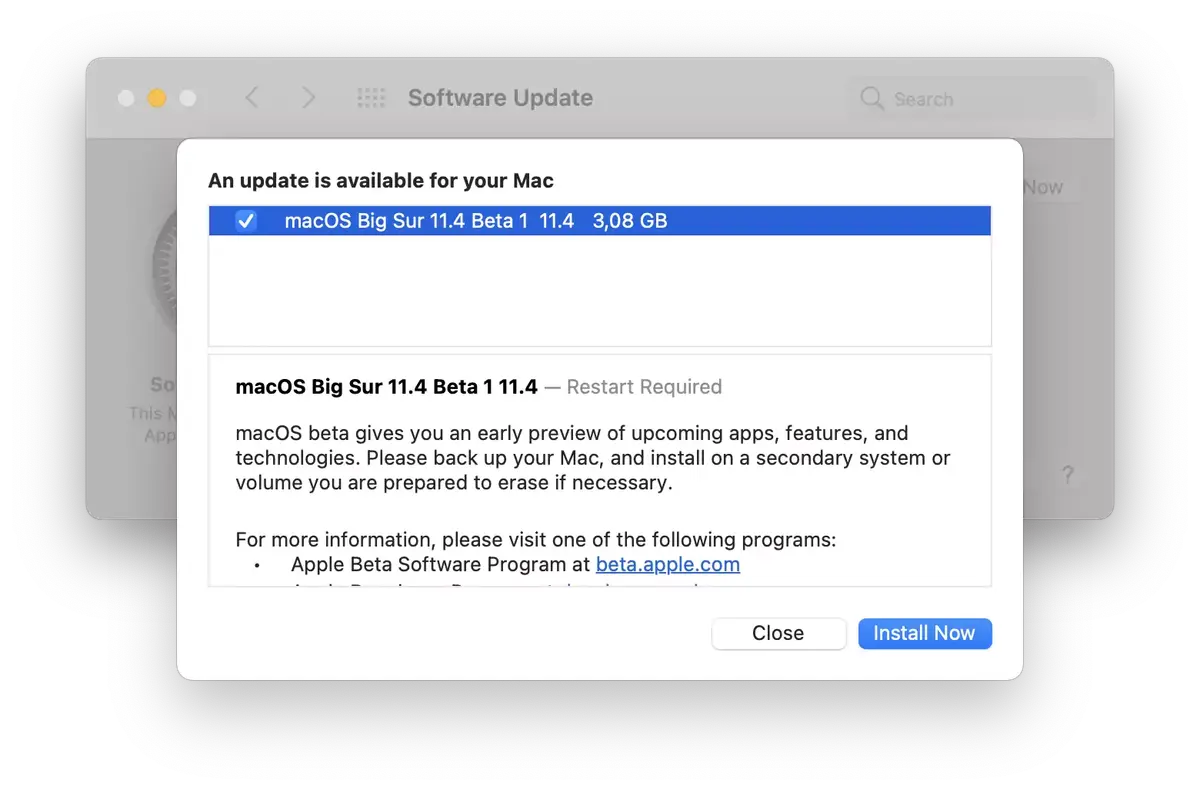 Une première bêta pour macOS 11.4 Big Sur