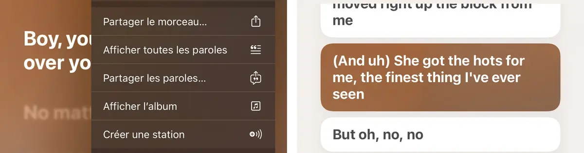 Comment partager les paroles d'une chanson sur l’application Apple Musique