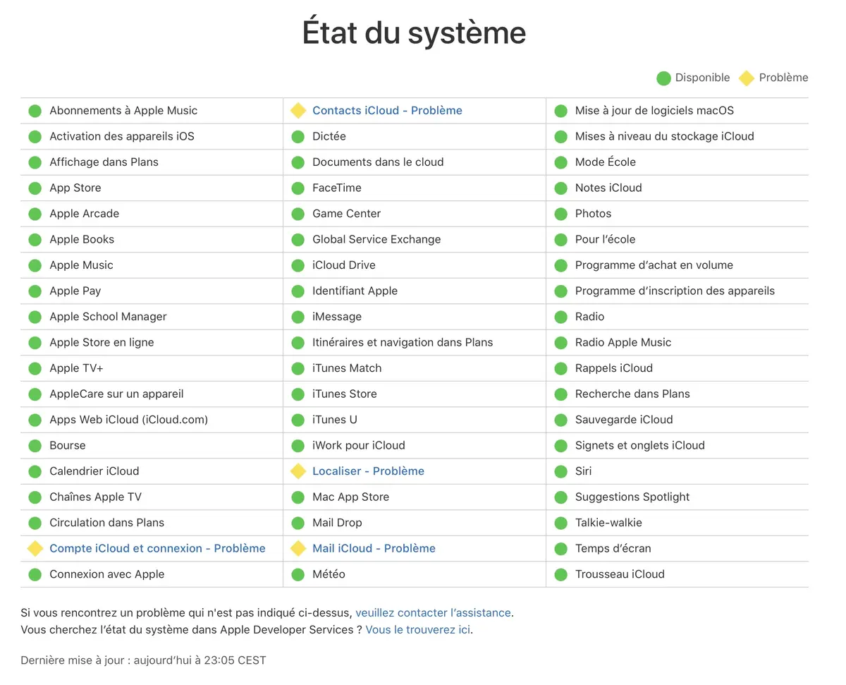 iCloud, Localiser  et quelques services Apple au ralenti ce soir