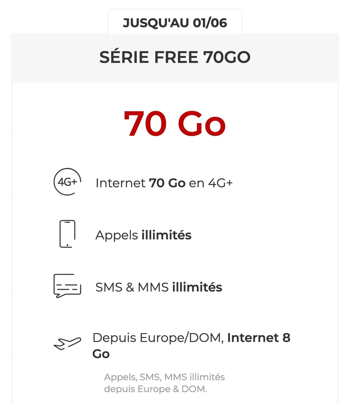 Free : un nouveau forfait à 70 Go pour 10,99€