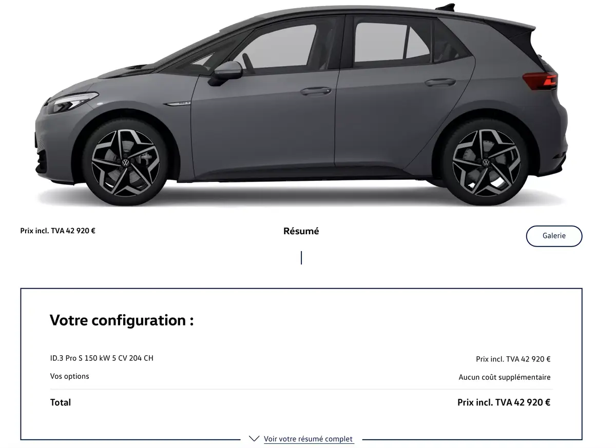 VE : l'ID.3 Pro S (77kWh) moins chère que la Tesla Model 3 SR+, éligible au bonus max