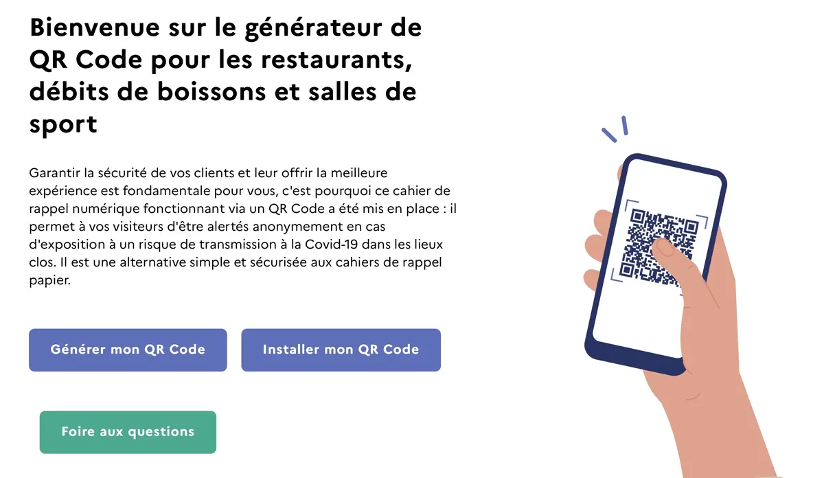 "Tous Anticovid Signal" génère les QRCodes pour les restaurateurs, salles de sport etc.