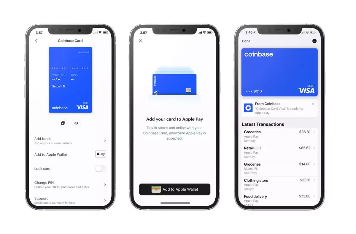 La carte Coinbase est compatible Apple Pay