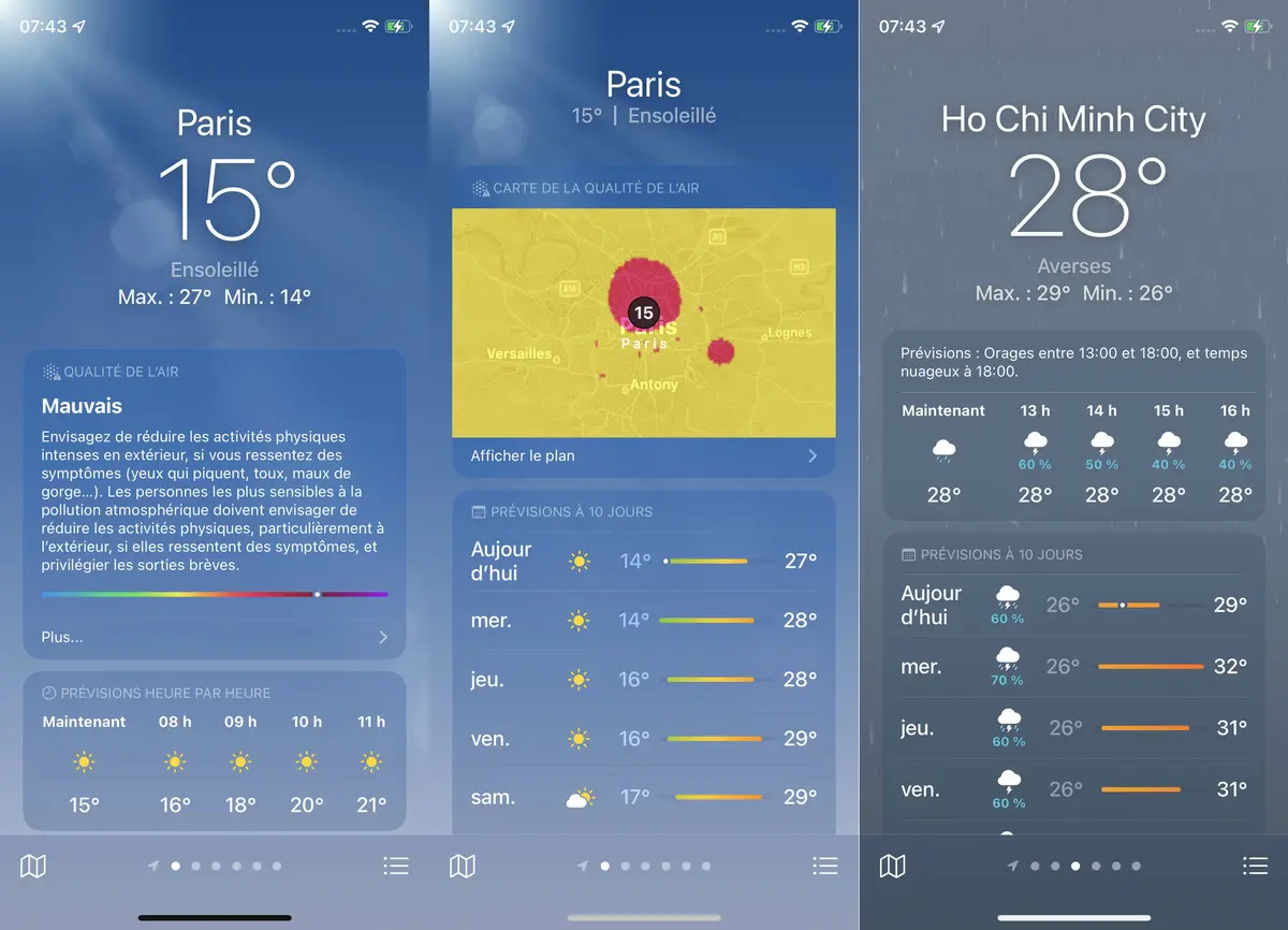 iOS 15 : Météo bénéficie d'un nouveau look (mais toujours pas d'app sur iPad)