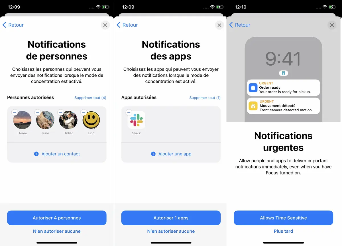 iOS 15 : comment paramétrer "Concentration" en fonction de son occupation