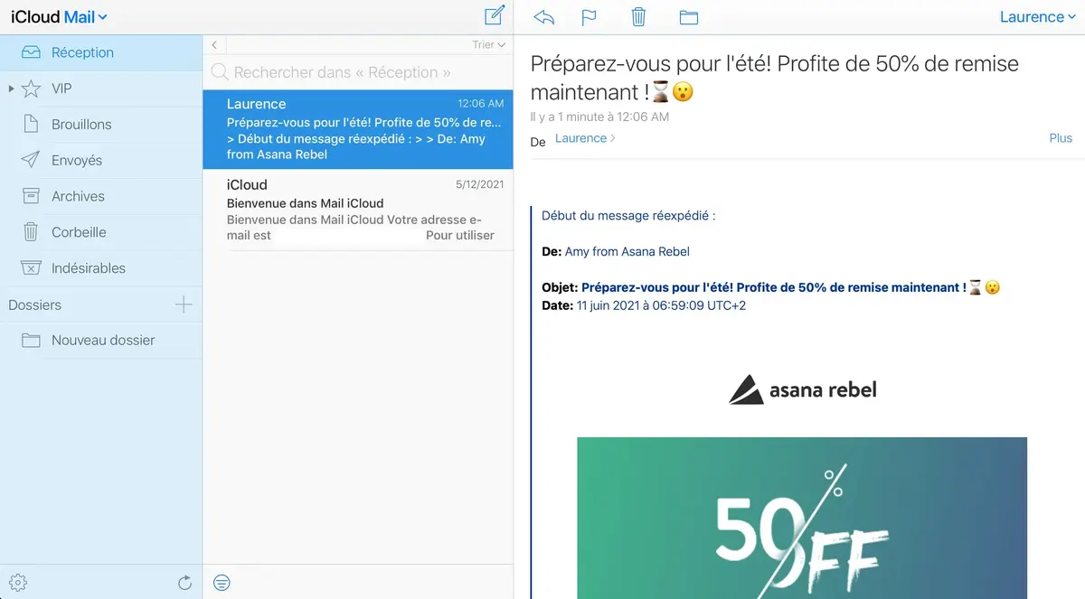 Le site web d'iCloud mail est également relooké en version bêta