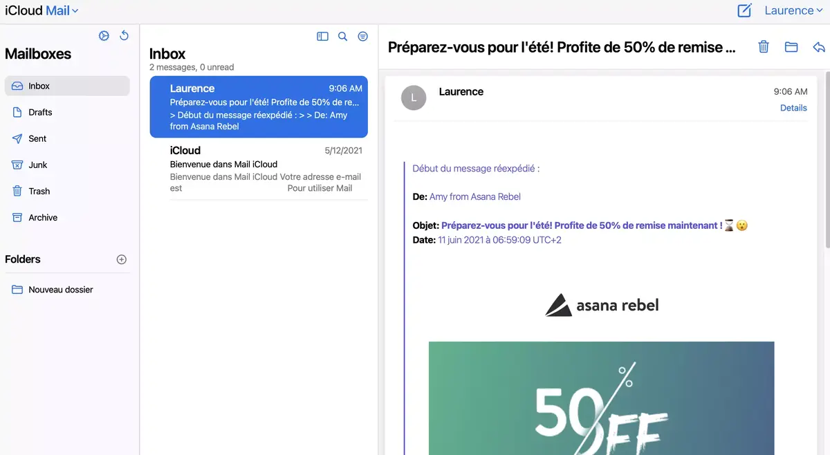 Le site web d'iCloud mail est également relooké en version bêta