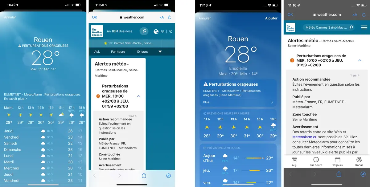 iOS 15 : nouvelle présentation pour les alertes météo !