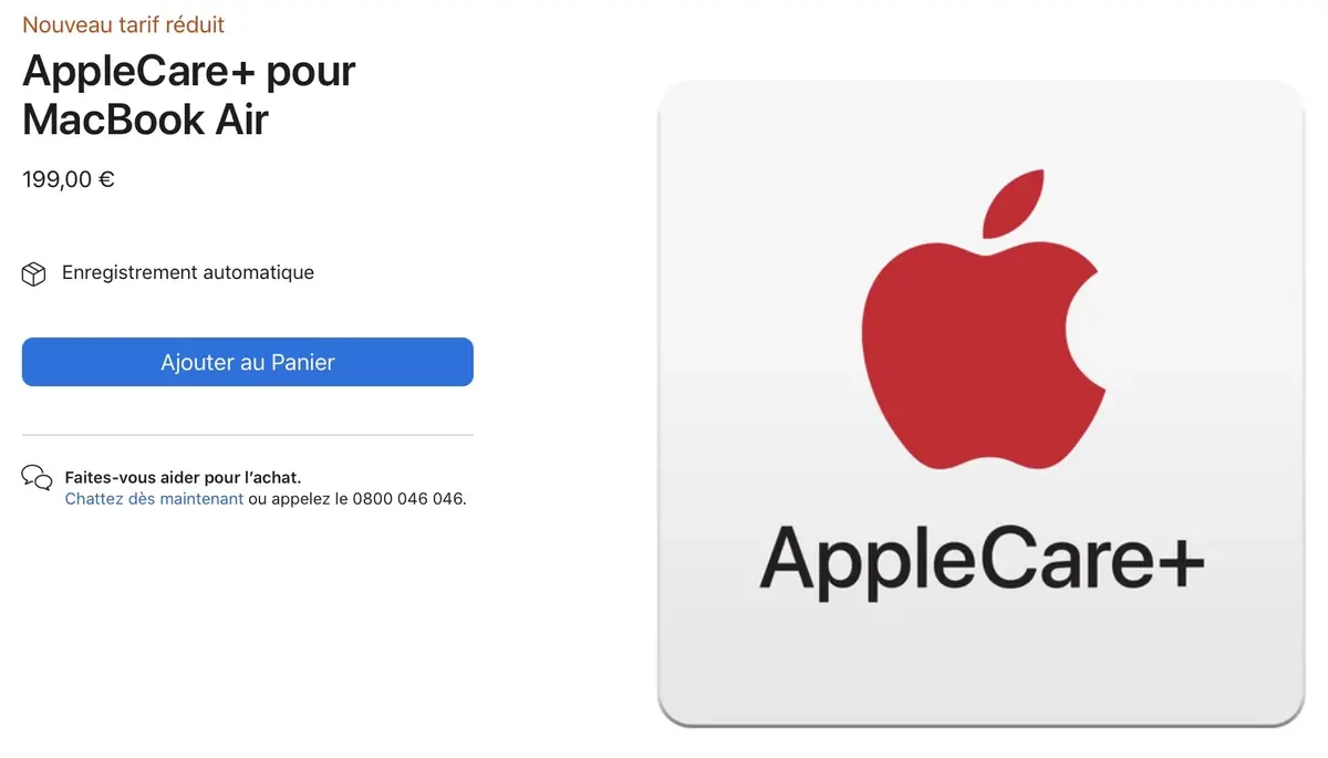 AppleCare+: ירידת מחיר עבור MacBook Air ו