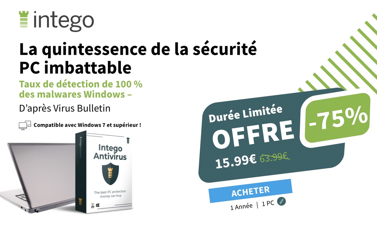 L'antivirus Intego débarque sous Windows (bon plan : -75%, soit 15,99€)