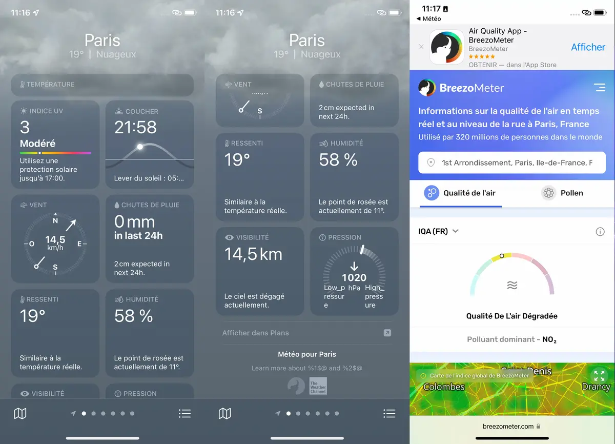 iOS 15 : Météo modifie la présentation des infos complémentaires (avec un "look" widget)