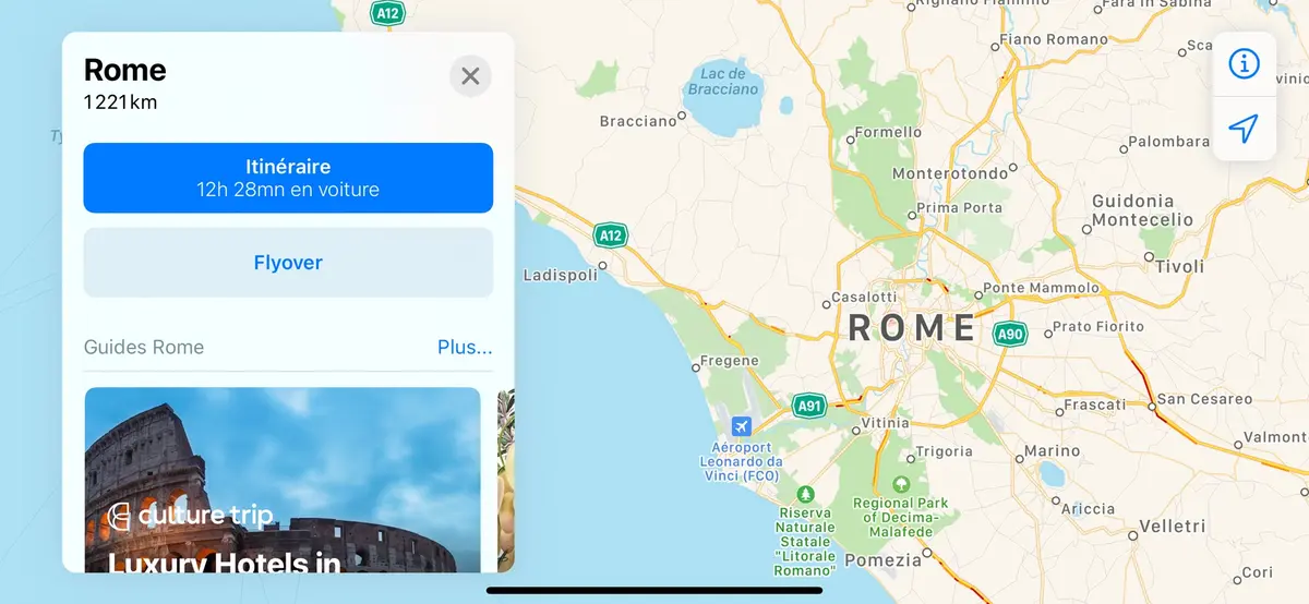 iOS 15 : Apple teste de nouvelles cartes en Italie