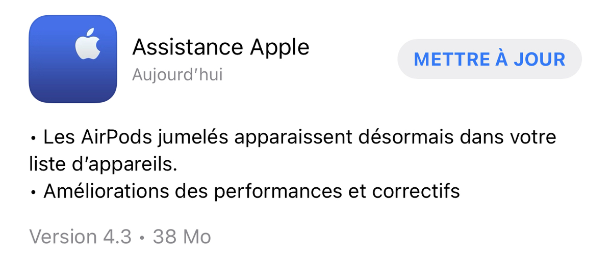 La dernière version d’Assistance Apple ajoute des AirPods jumelés à sa liste d’appareils