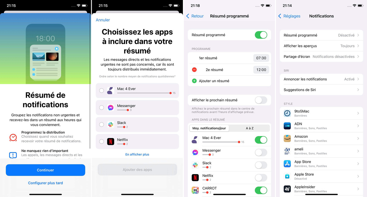 iOS 15 : comment paramétrer ses résumés programmés (notifications)