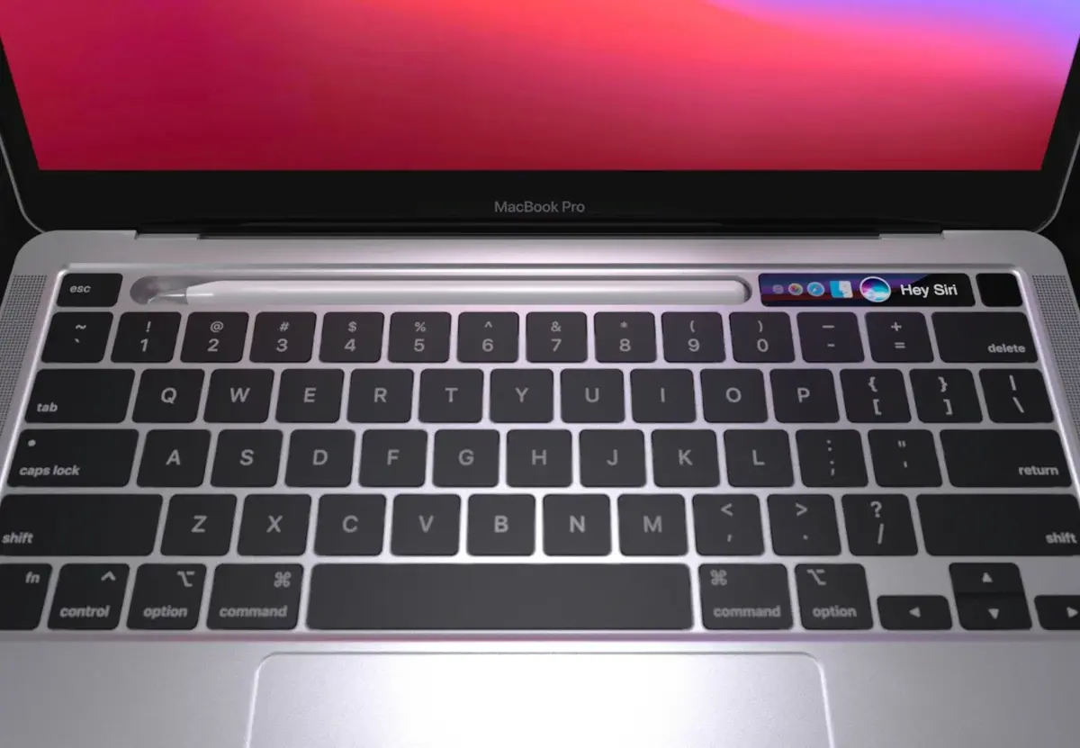 Concept : un MacBook Pro tactile avec son Apple Pencil bas&eacute; sur un brevet d'Apple