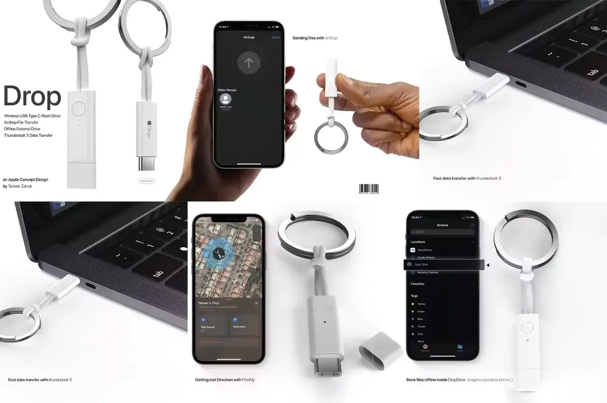 Concept : Drop, une petite clef USB "AirDrop" et USB C