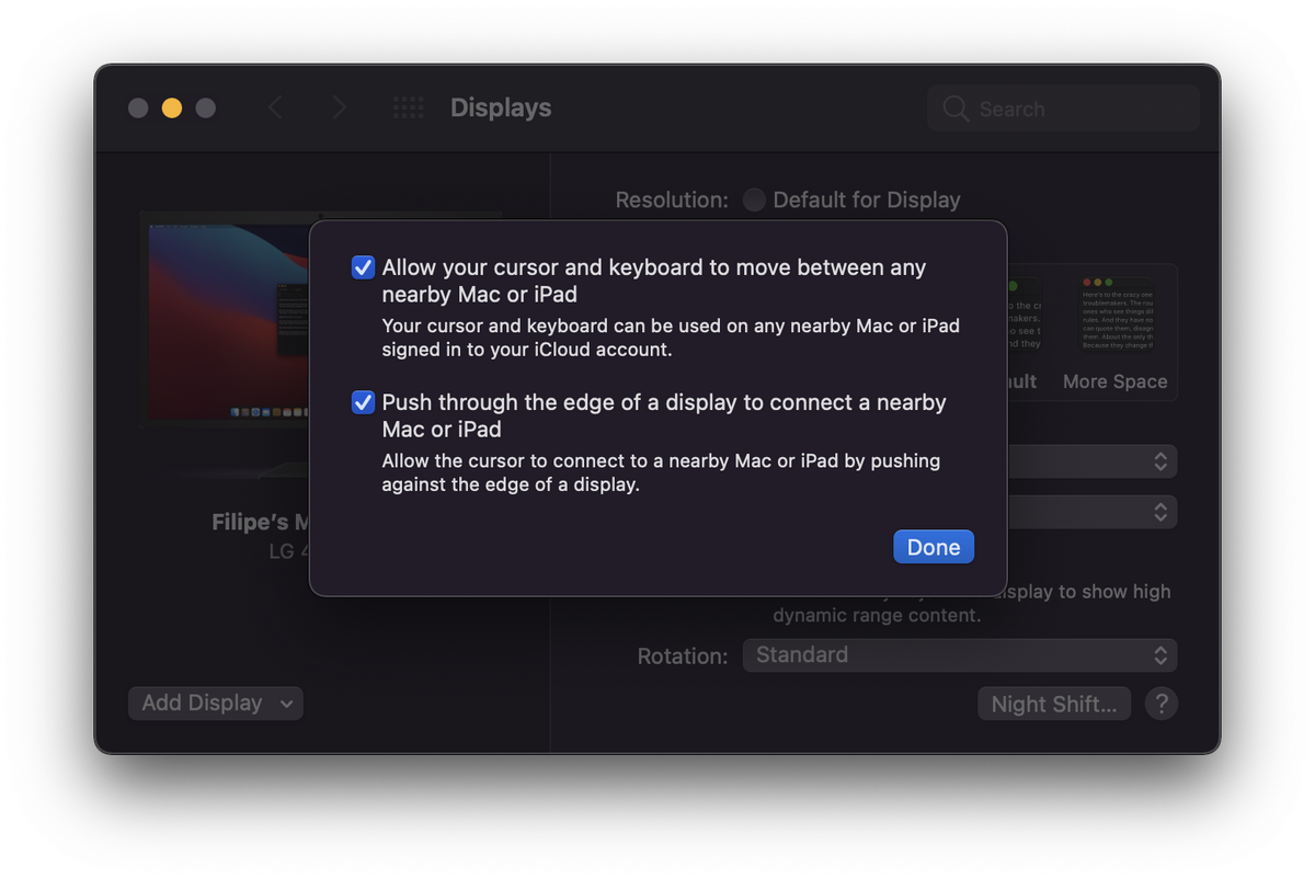 Monterey bêta 5 : une manipulation permet d'essayer Universal Control entre deux Mac