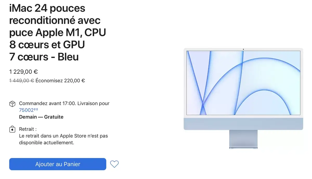 Refurb : retour de l'iMac M1 dès 1229€ (-220€)