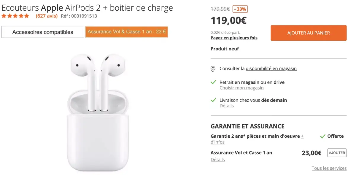 Promos : AirPods à 119€ (-33%), AirPods Max dès 451€ (-28%)