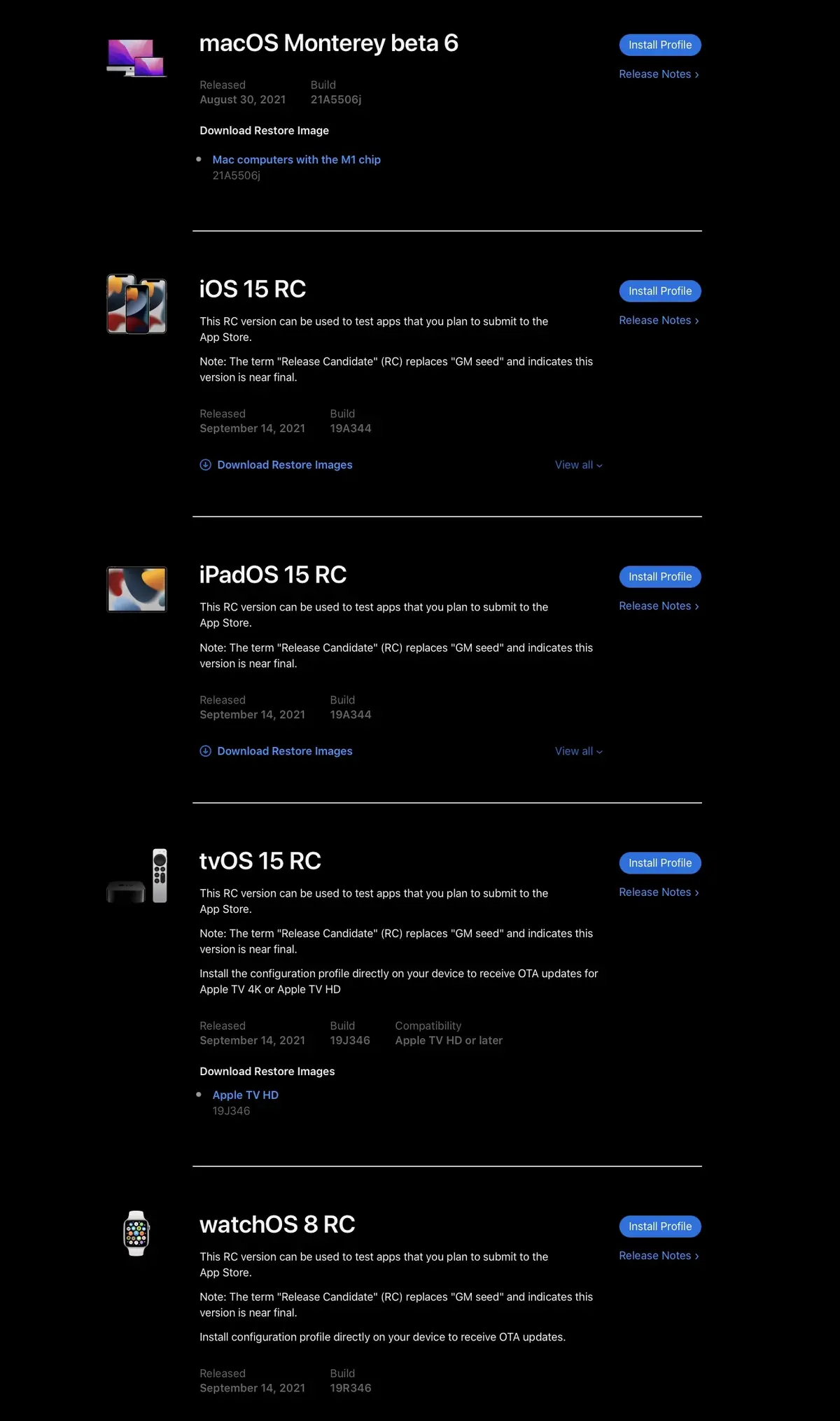 iOS 15, iPadOS 15, tvOS 15, watchOS 8 : une RC en attendant la version finale