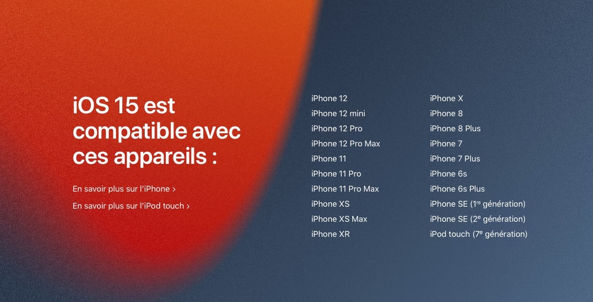 Les versions finales d'iOS/iPadOS/tvOS15 et watchOS 8 sont disponibles