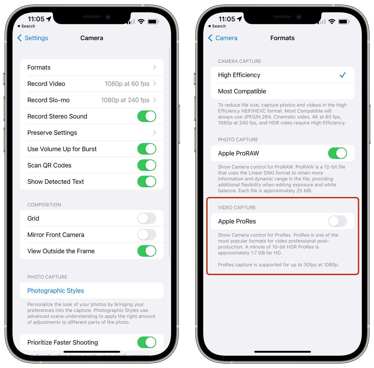 Le mode "macro" désactivable et le ProRes dans la beta 3 d'iOS 15.1 !