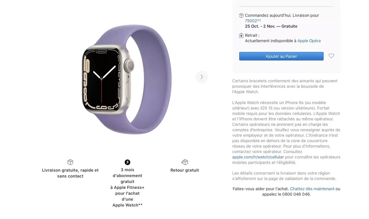 Apple Watch Series 7 : des délais de livraison jusqu'en novembre pour certains modèles