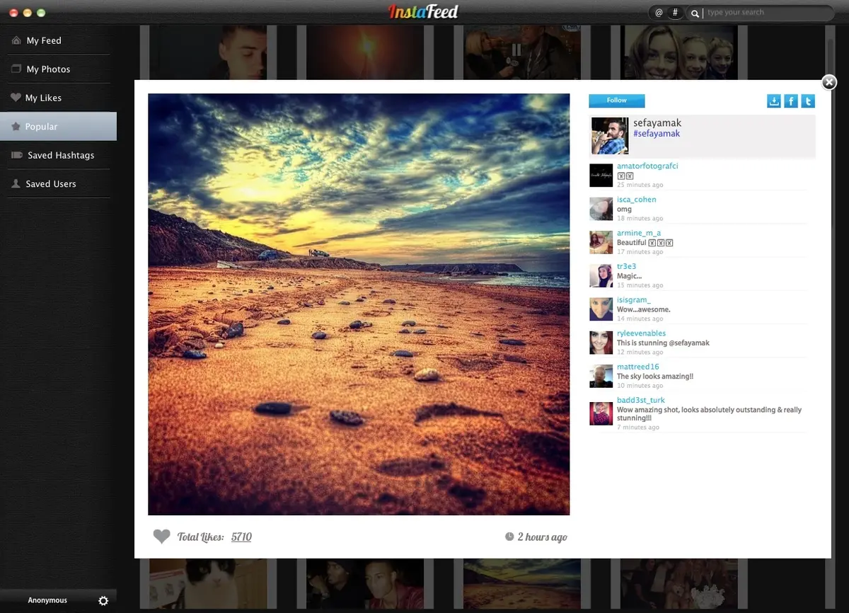 InstaFeed, un client Instagram pour Mac, gratuit