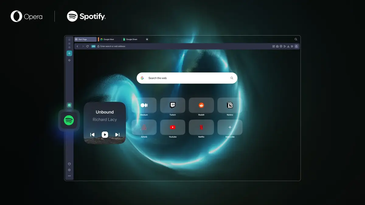 Opera One synchronise ses thèmes avec la musique jouée sur Spotify