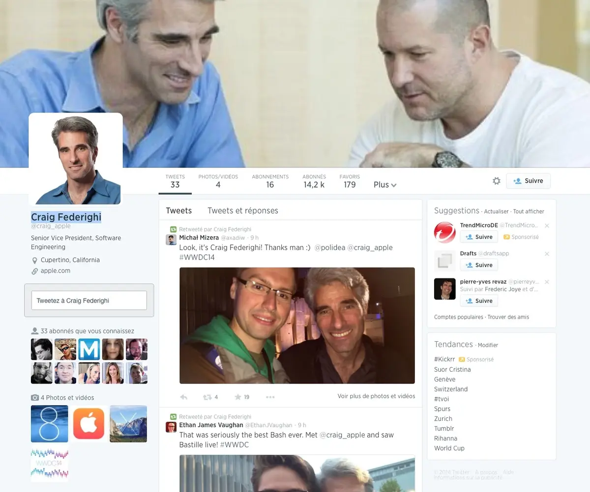 Craig Federighi, la nouvelle star des VP d'Apple, a déjà son vrai faux-compte Twitter