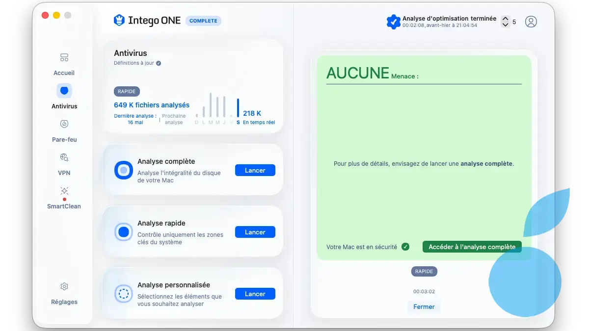 Interface Intego ONE