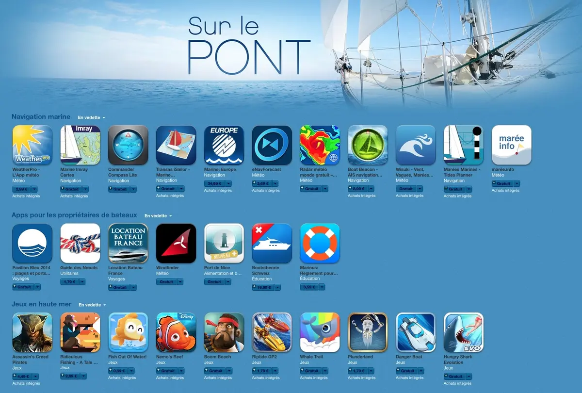 Sur l'App Store, il y a désormais une section dédiée aux marins !