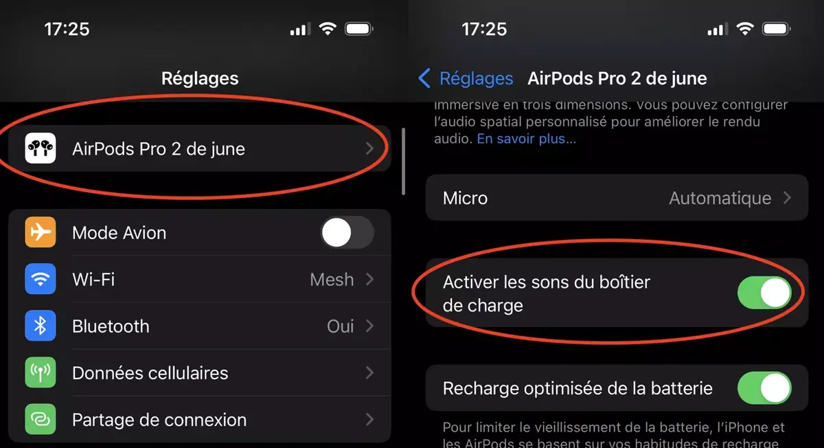 AirPods Pro 2 : comment activer ou désactiver les sons du boitier de charge