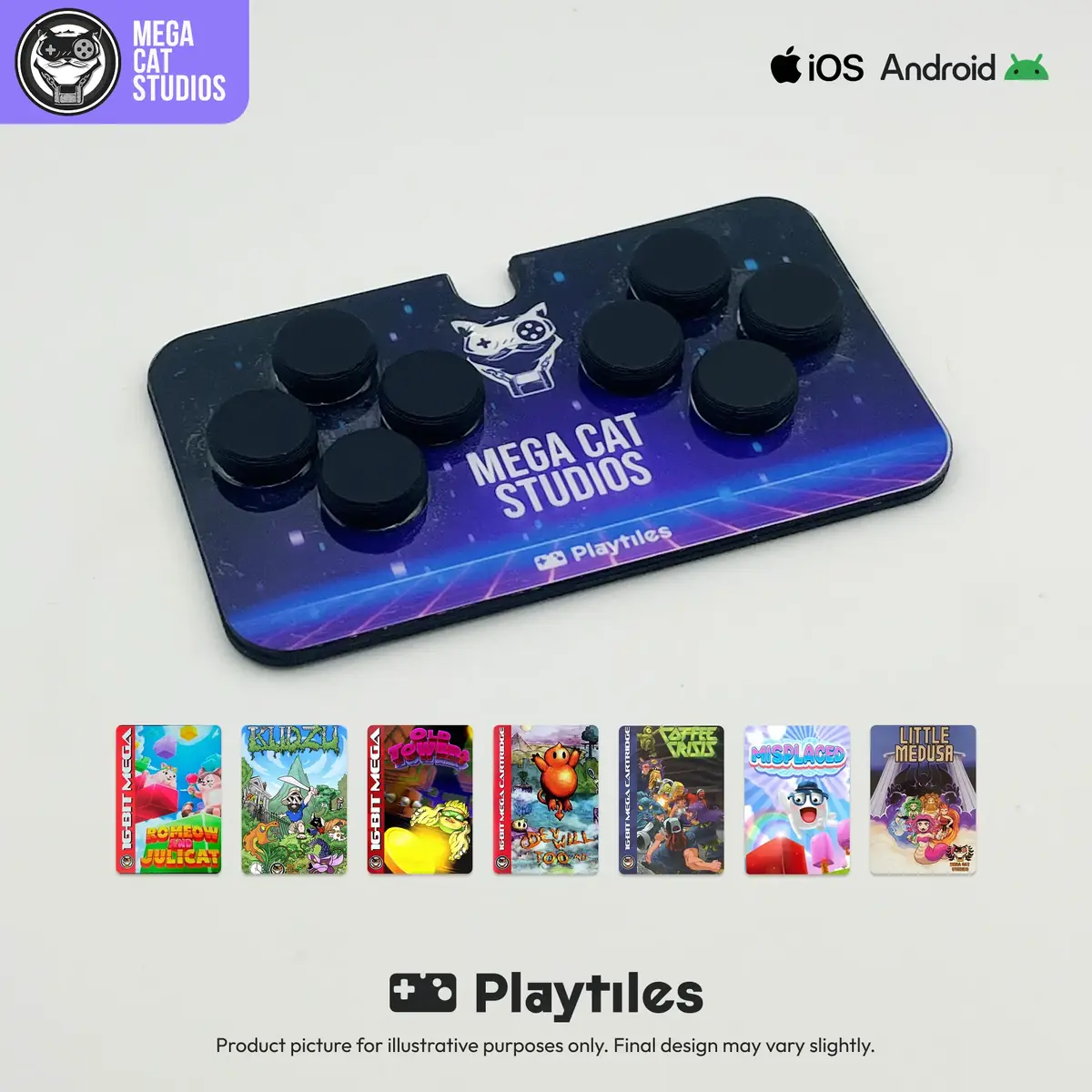 Playtiles, la manette fran&ccedil;aise &agrave; coller sur l'&eacute;cran s'offre une &eacute;dition r&eacute;tro avec Mega Cat Studios