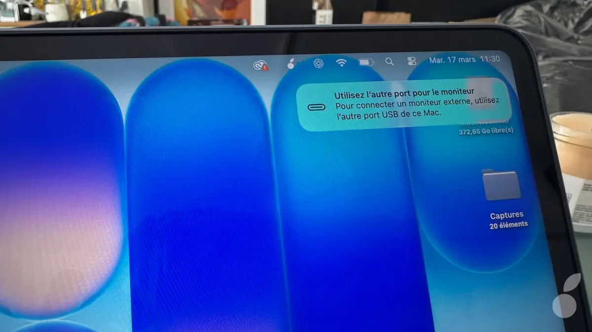 Le petit message si vous vous trompez de port pour l'&eacute;cran