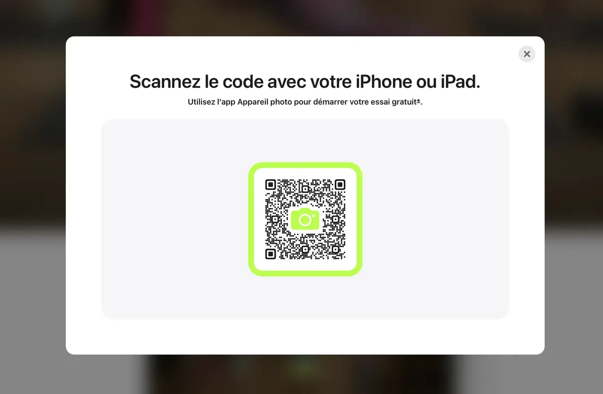 Le QR code pour avoir un mois gratuit