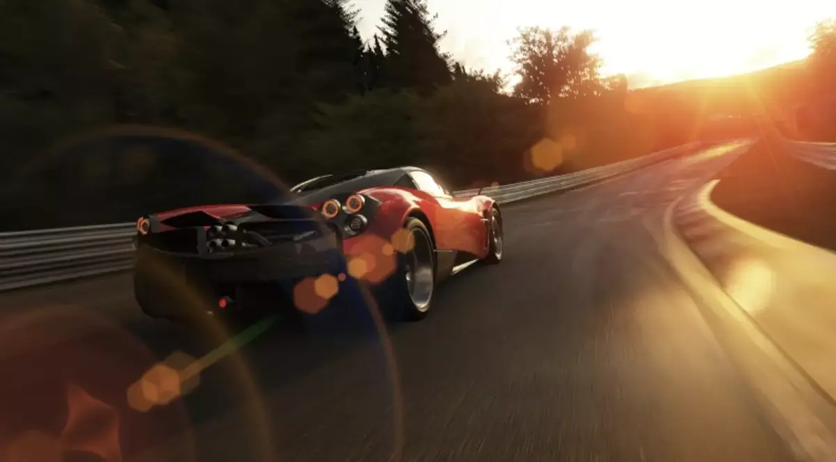 Un exemple de lens flare dans les jeux vidéo, ici Project Cars