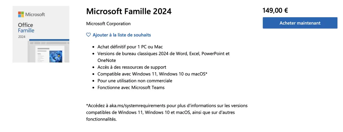 Microsoft Office 2024 est disponible en achat unique